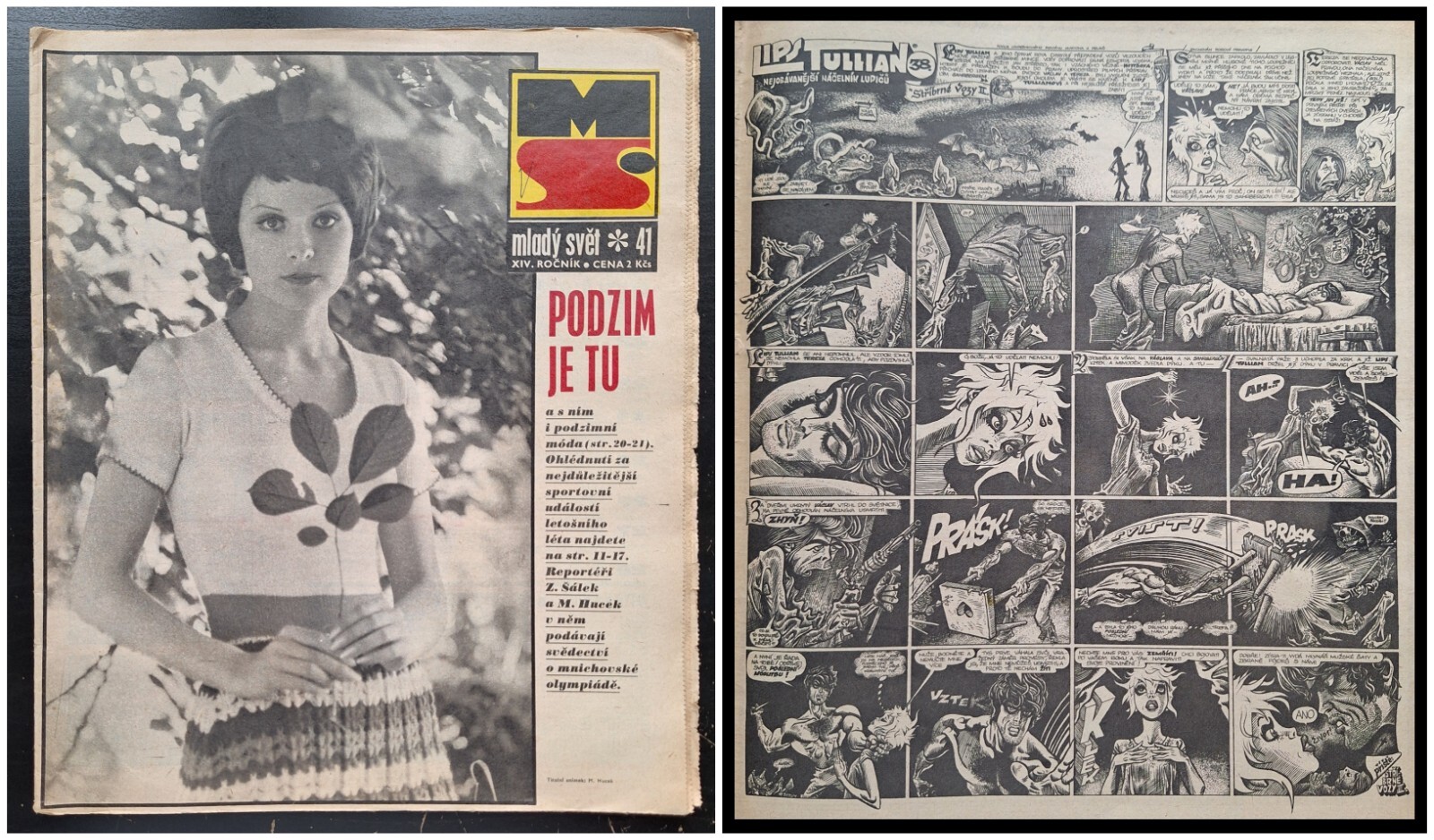 KAJA SAUDEK – COMIC LIPS TULLIAN No. 38, CZECH MAGAZINE MLADY SVET, No. 41/1972