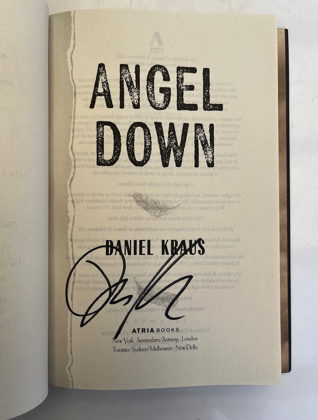 Daniel Kraus, Angel Down! Scarce Signed Pulitzer Prize Winner! Hardcover -Unread