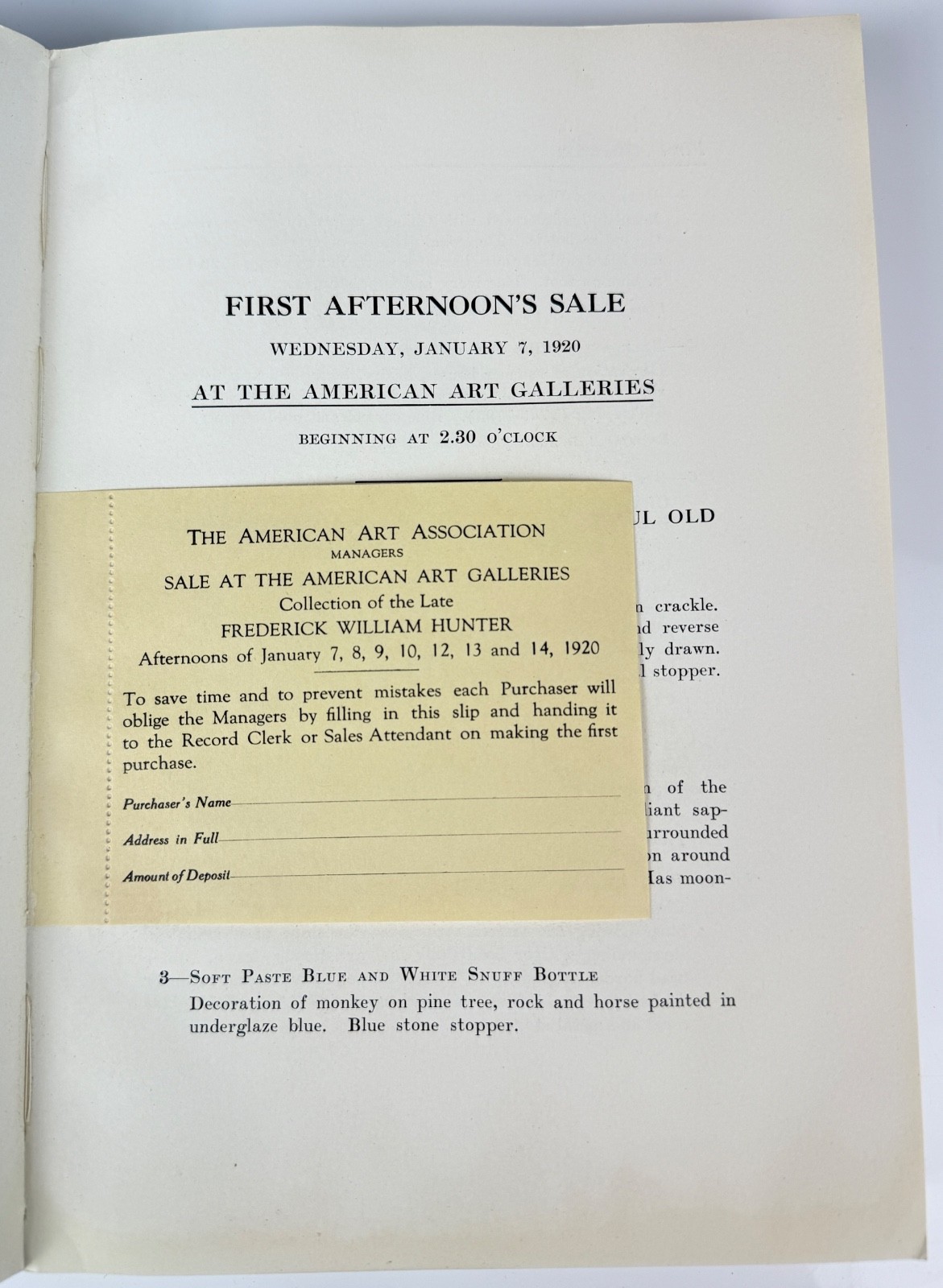 1920 American Art Auction Catalogue Frederick W Hunter Oriental Asian Treasures