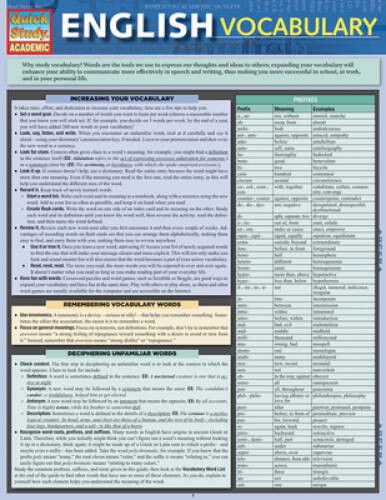 English Vocabulary (Quick Study: Academic) – Misc. Supplies – VERY GOOD