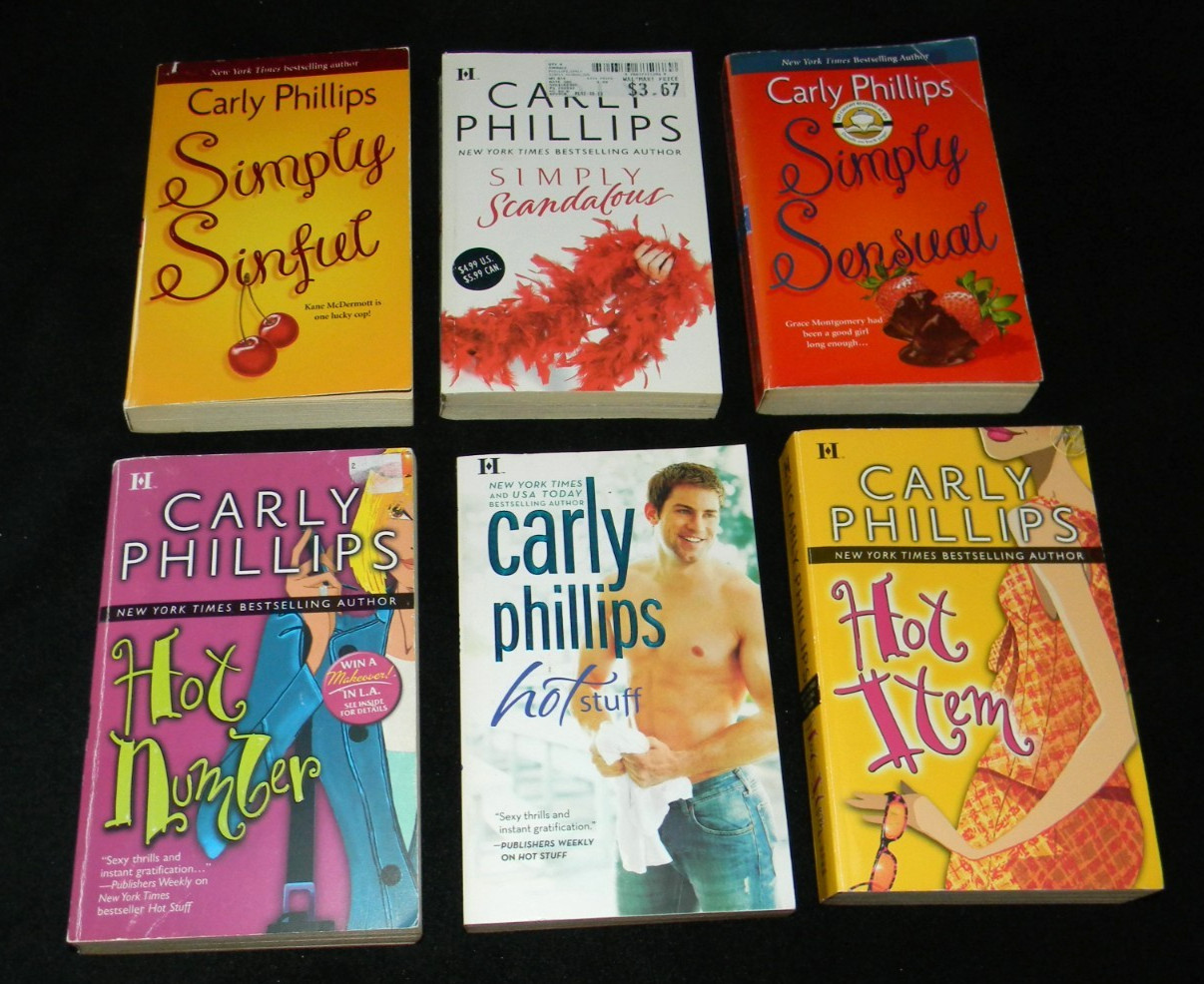 Lot Of 6 Carly Phillips Contemporary Romance Novels ~ 3 Simply ~ 3 Hot ~ PB’s