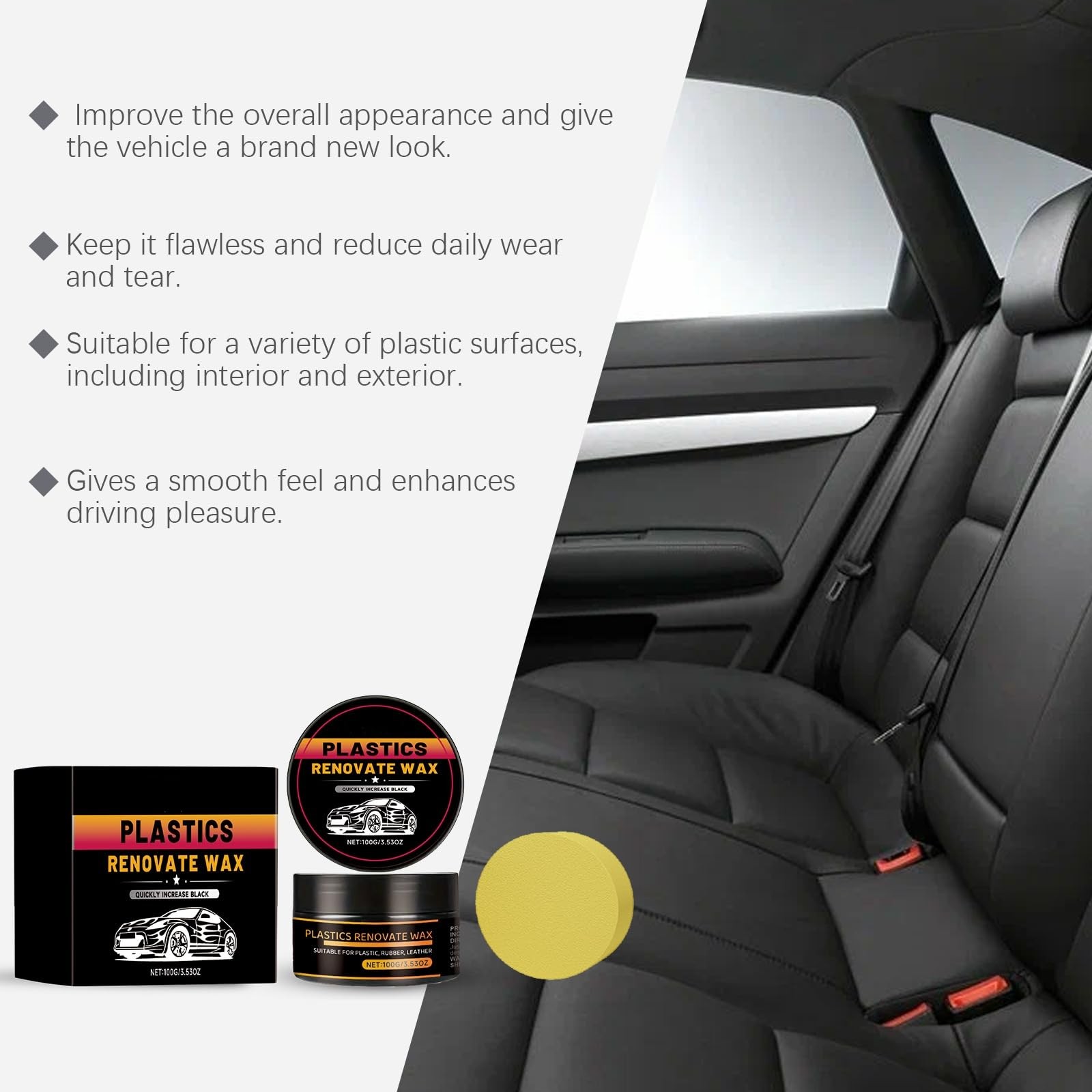 Advanced Plastic Restorer Paste for Cars – 3.5oz Scratch Repair & Cleaner, Lo…