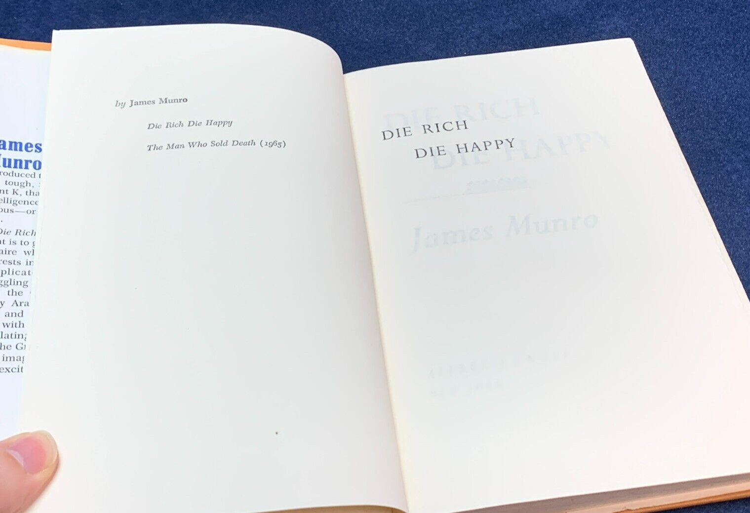 DIE RICH DIE HAPPY by James Munro 1965 1st Edition HARDCOVER SUSPENSE NOVEL