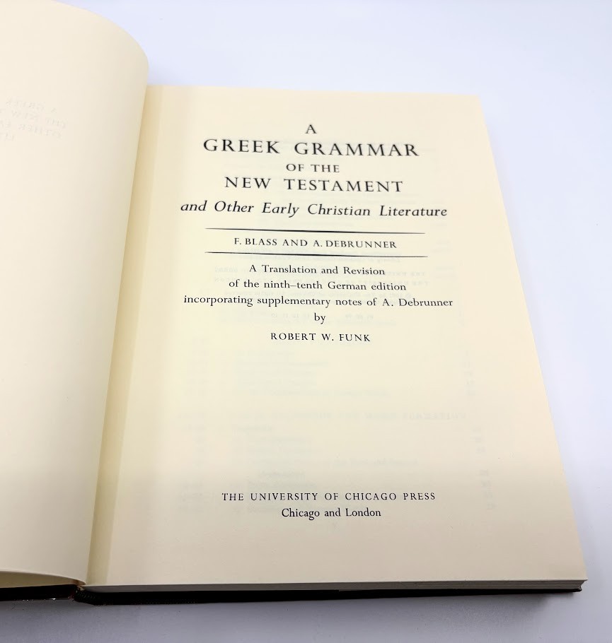 Greek Grammar New Testament Blass Debrunner Funk 1961 HC w/DJ 10th Printing