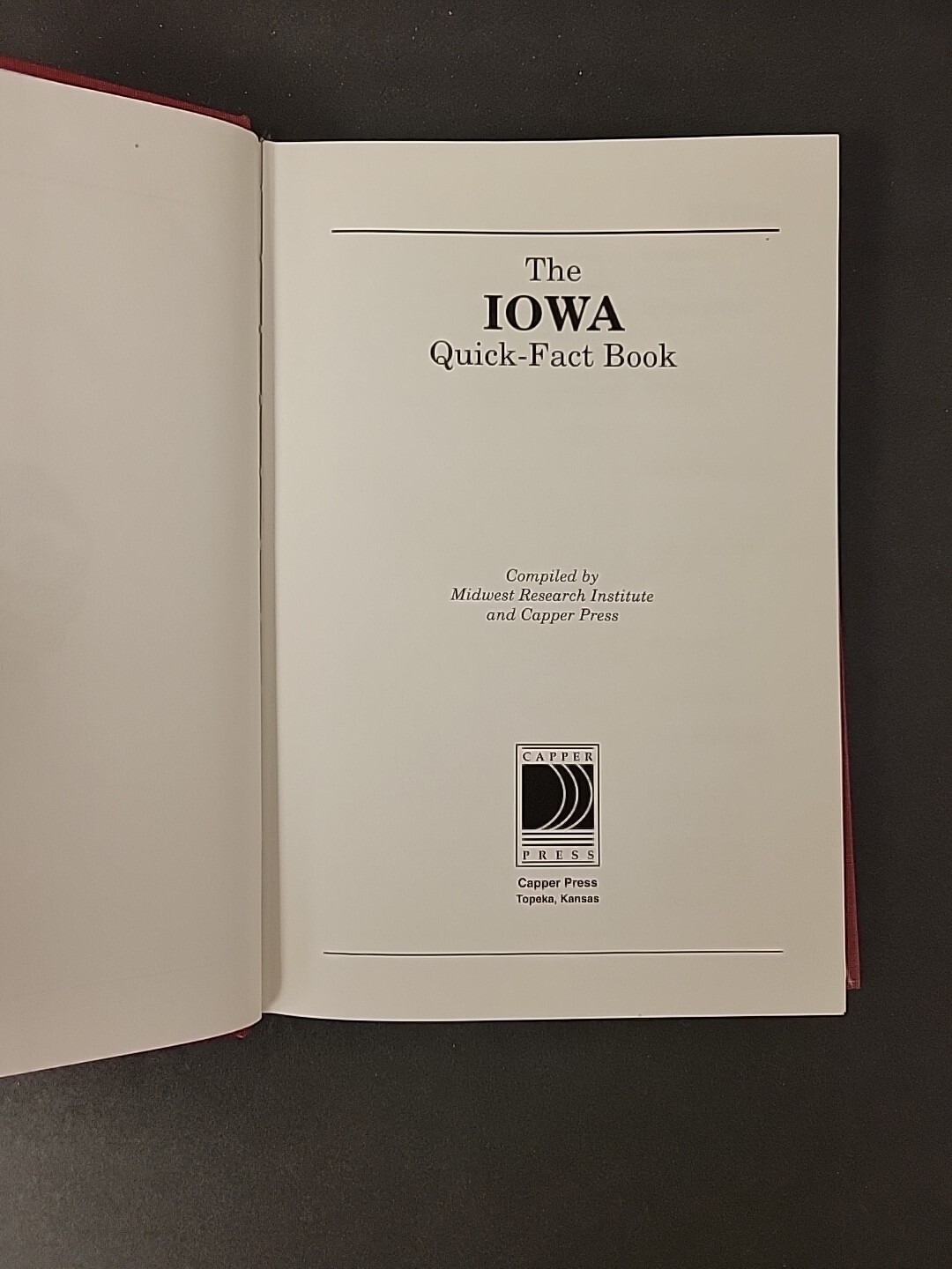 Rare “THE IOWA QUICK-FACT BOOK” Capper Press 1991 1st Edition HC w/ DJ