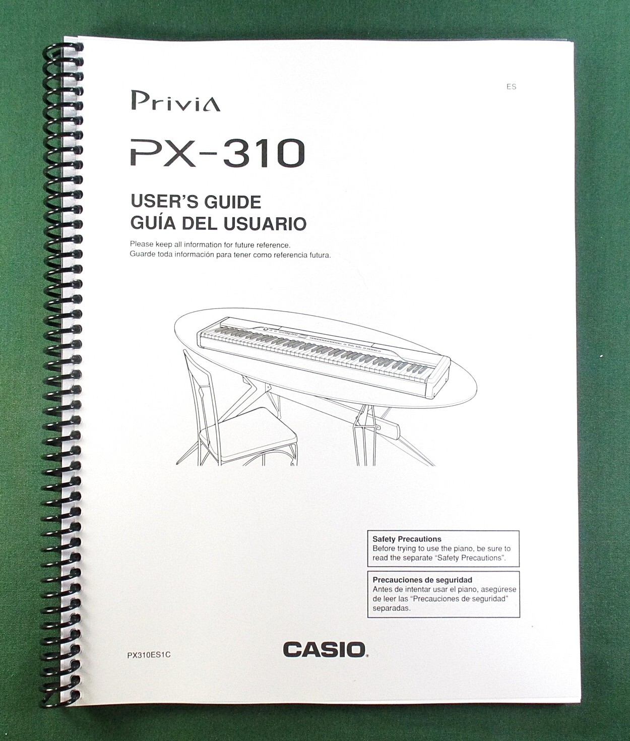 Casio PX-310 Instruction Manual: 39 Pages Coil Bound & Protective Covers!