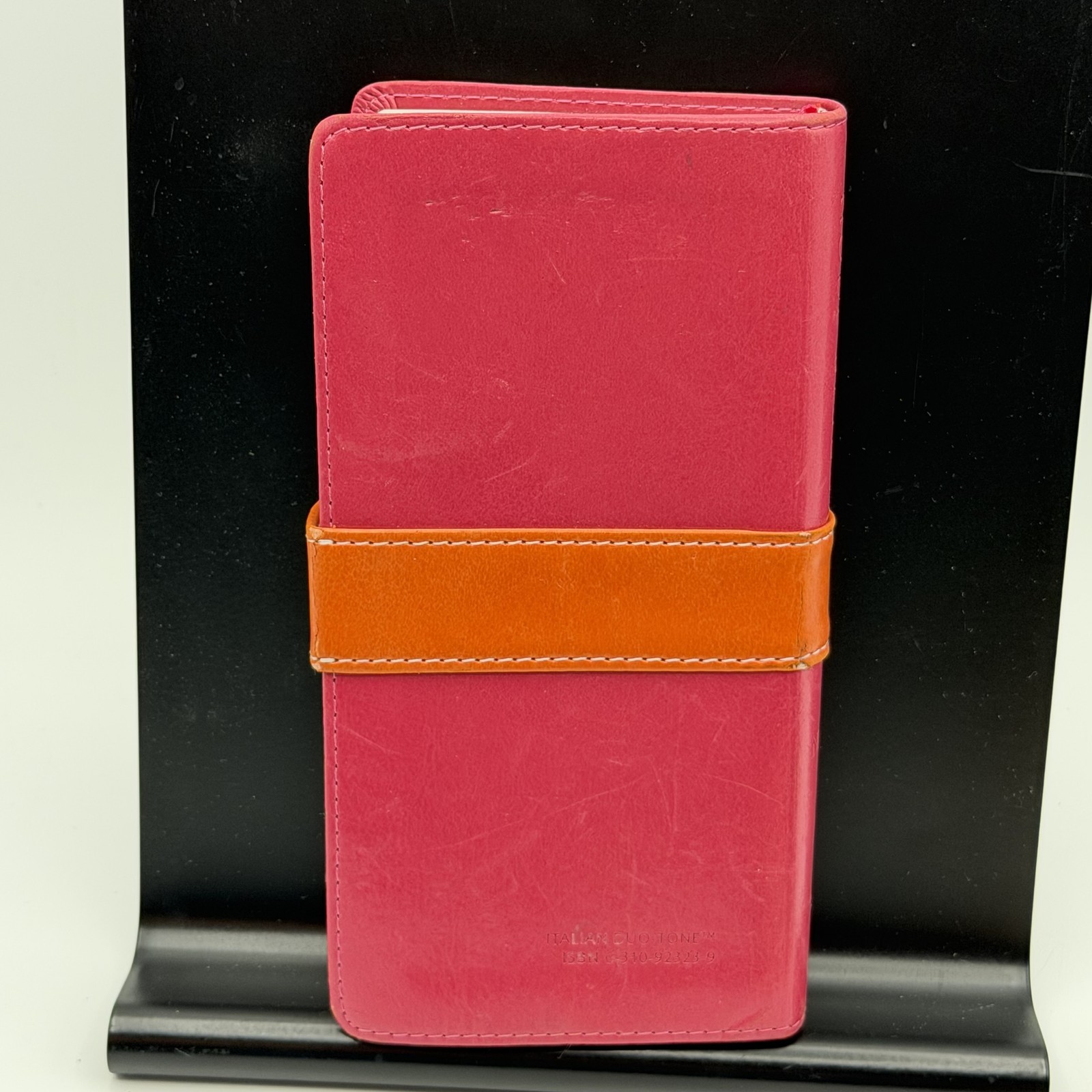 NIV Holy Bible Trimline Compact Pink Orange Italian Duo-Tone Ribbon Marker