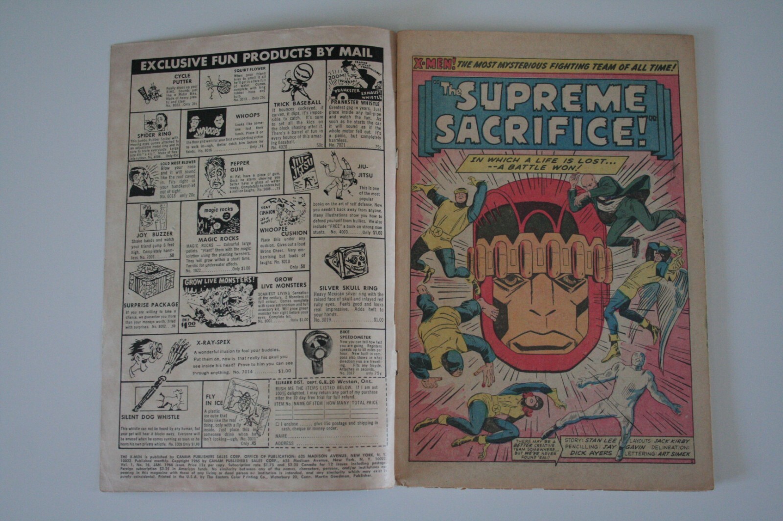 The X-Men Issue #16 Marvel 1966 ” The Supreme Sacrifice !”