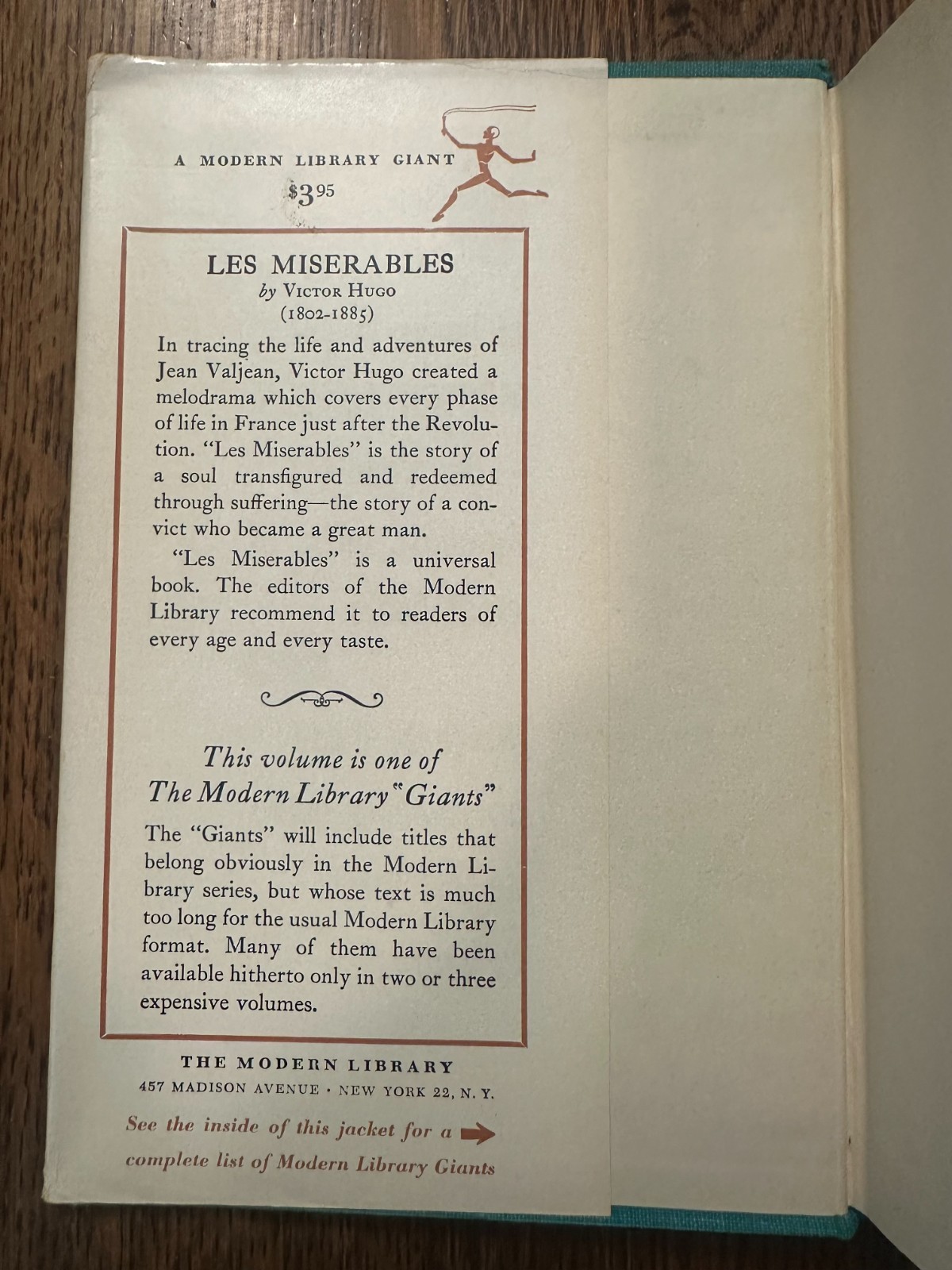 Victor Hugo / Les Miserables HC/DJ Modern Library Edition
