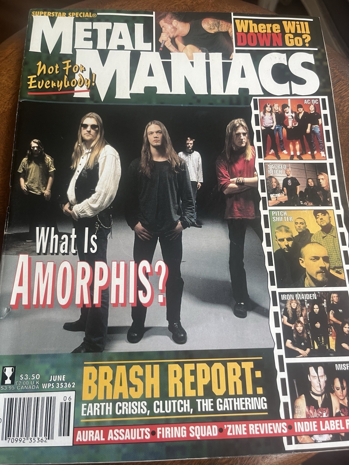 June 1996 Metal Maniacs Magazine Amorphis AC/DC Sacred Reich Pitch Iron Maiden