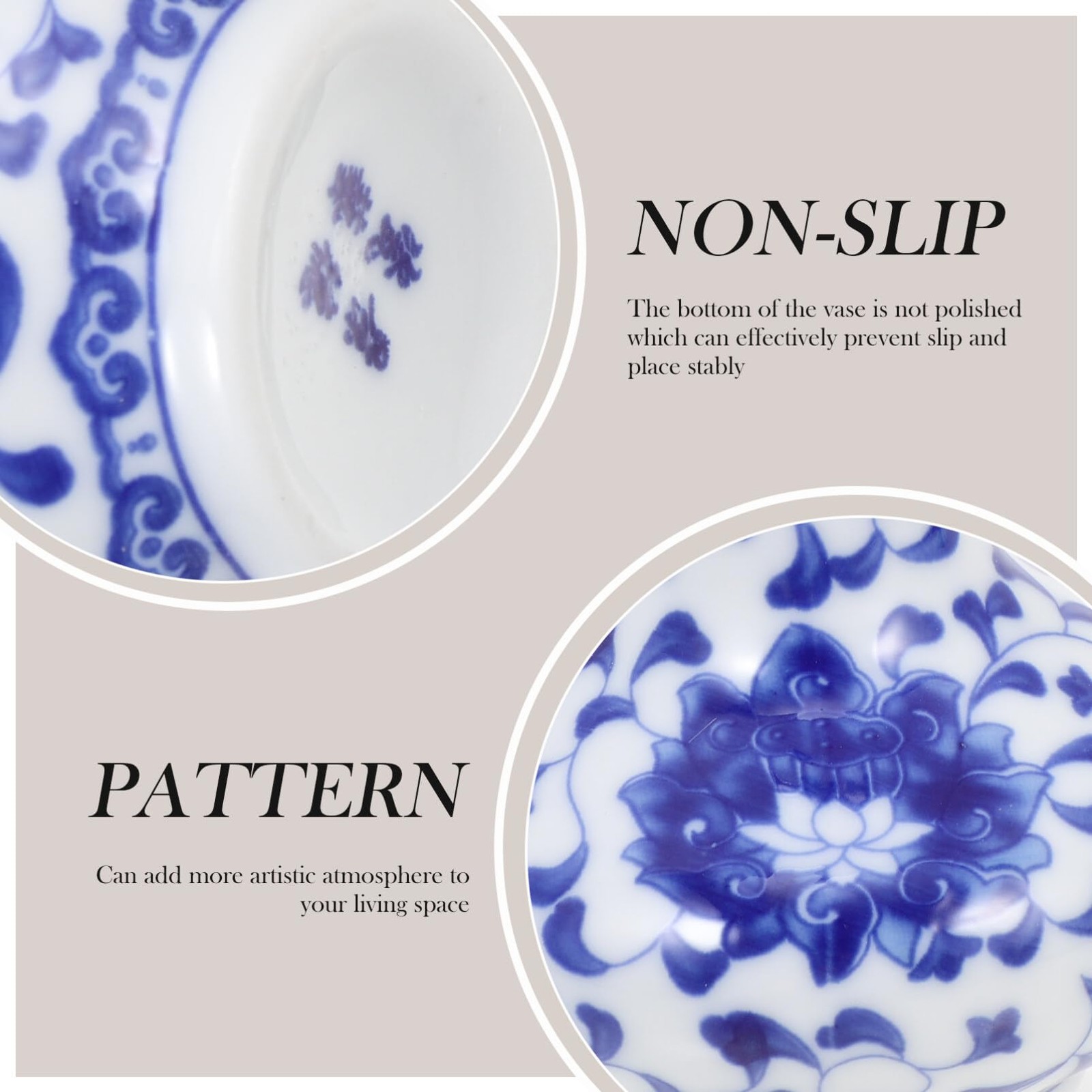 HOMSFOU Blue and White Porcelain Vase Hand-Painted Chinoiserie 13.5X5CM,