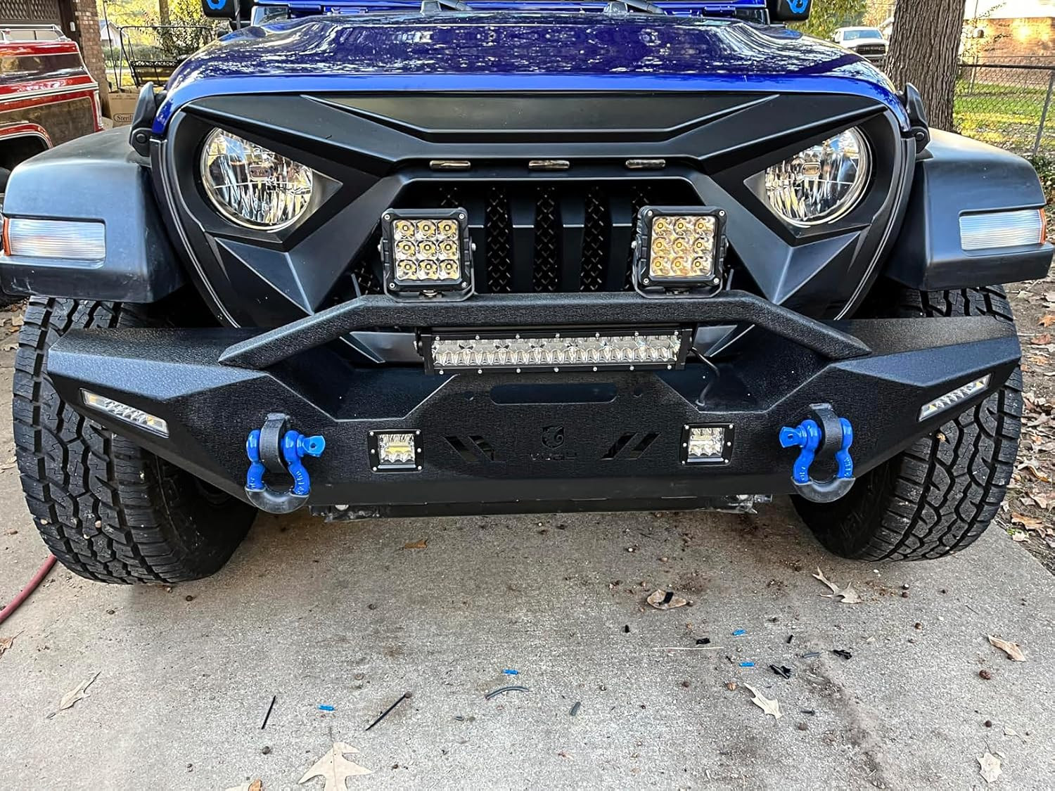 Compatible with 2007-2025 Wrangler JK/JL 2/4 Door Front Bumper Textured Black St