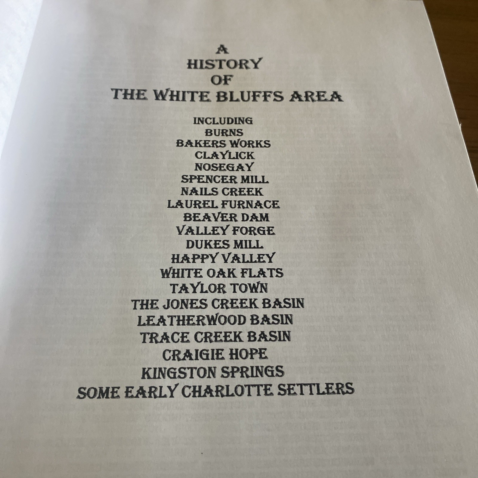 History Of White Bluff Tennessee
