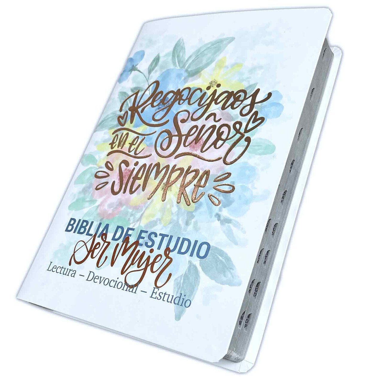 Biblia de Estudio Ser Mujer RV1960 blanco floral con indice – para mujeres