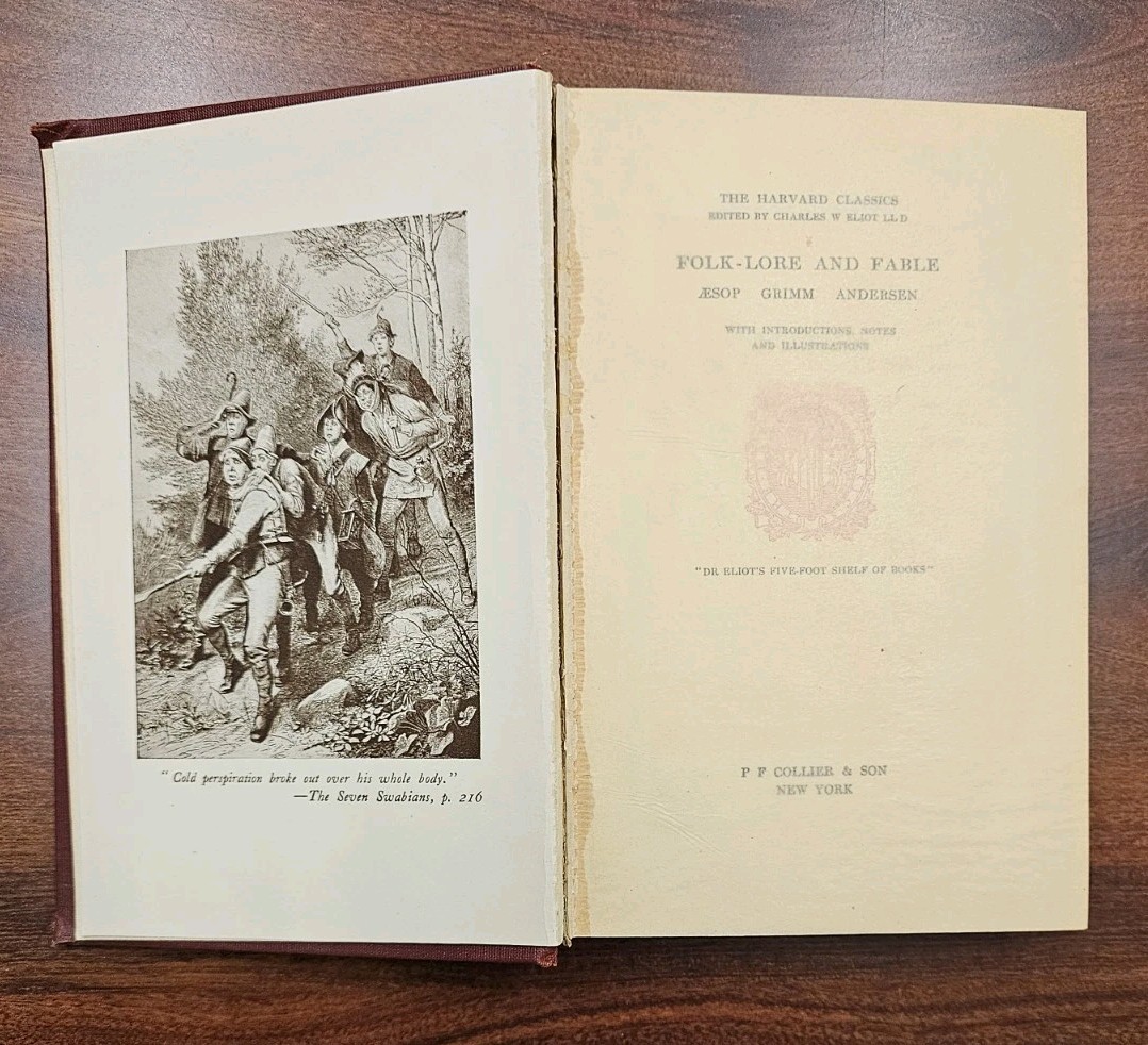 Harvard Classics Foke-Lore And Fable 1909 Antique Hardcover Book 1st Edition