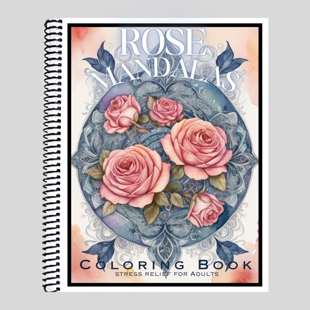 Roses- Spiral Bound Adult Coloring Book – Thick Artist Paper – 50 pages