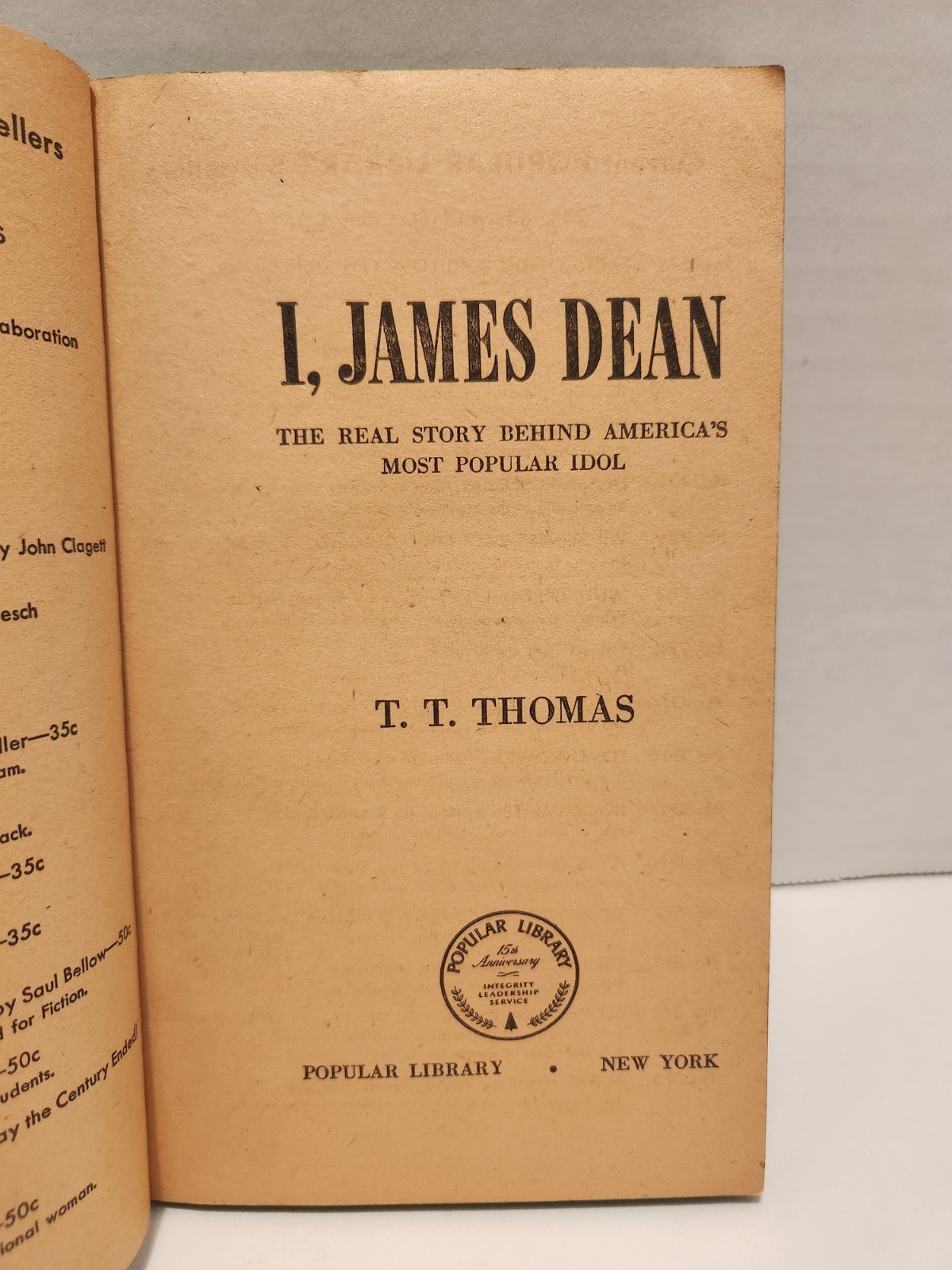 I, James Dean T. T. Thomas 1957 Vintage PB Popular Library Photos Free Shipping