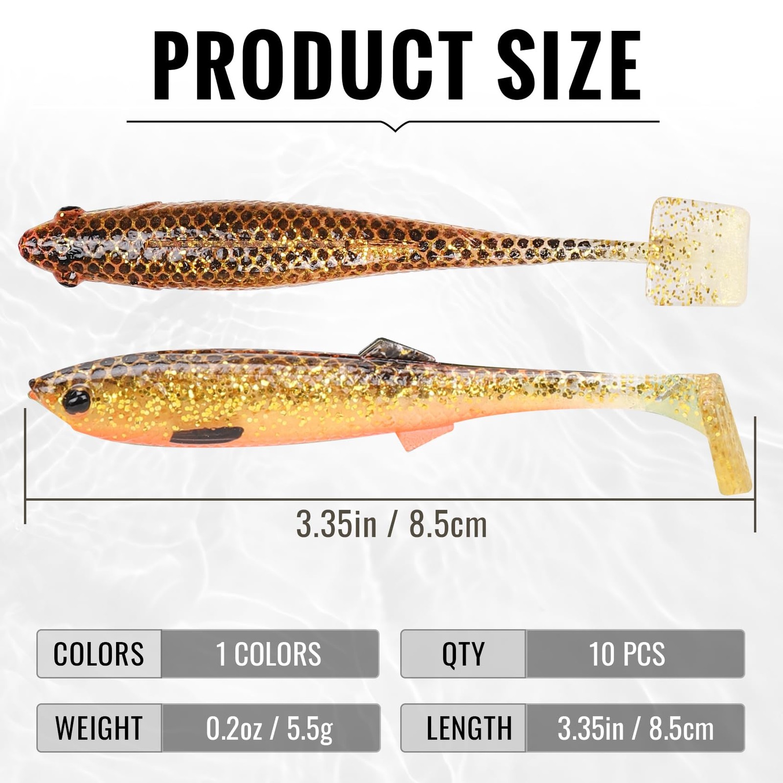 TRUSCEND Hand-Painted Soft Fishing Lures 10PCS, Plastic, F2-3.35″,0.2oz,10pcs