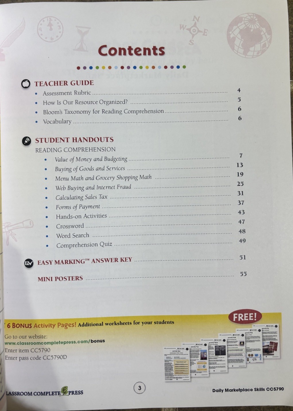 Daily Marketplace Skills Workbook Grades 6–12 – Life Skills Series CCP5532