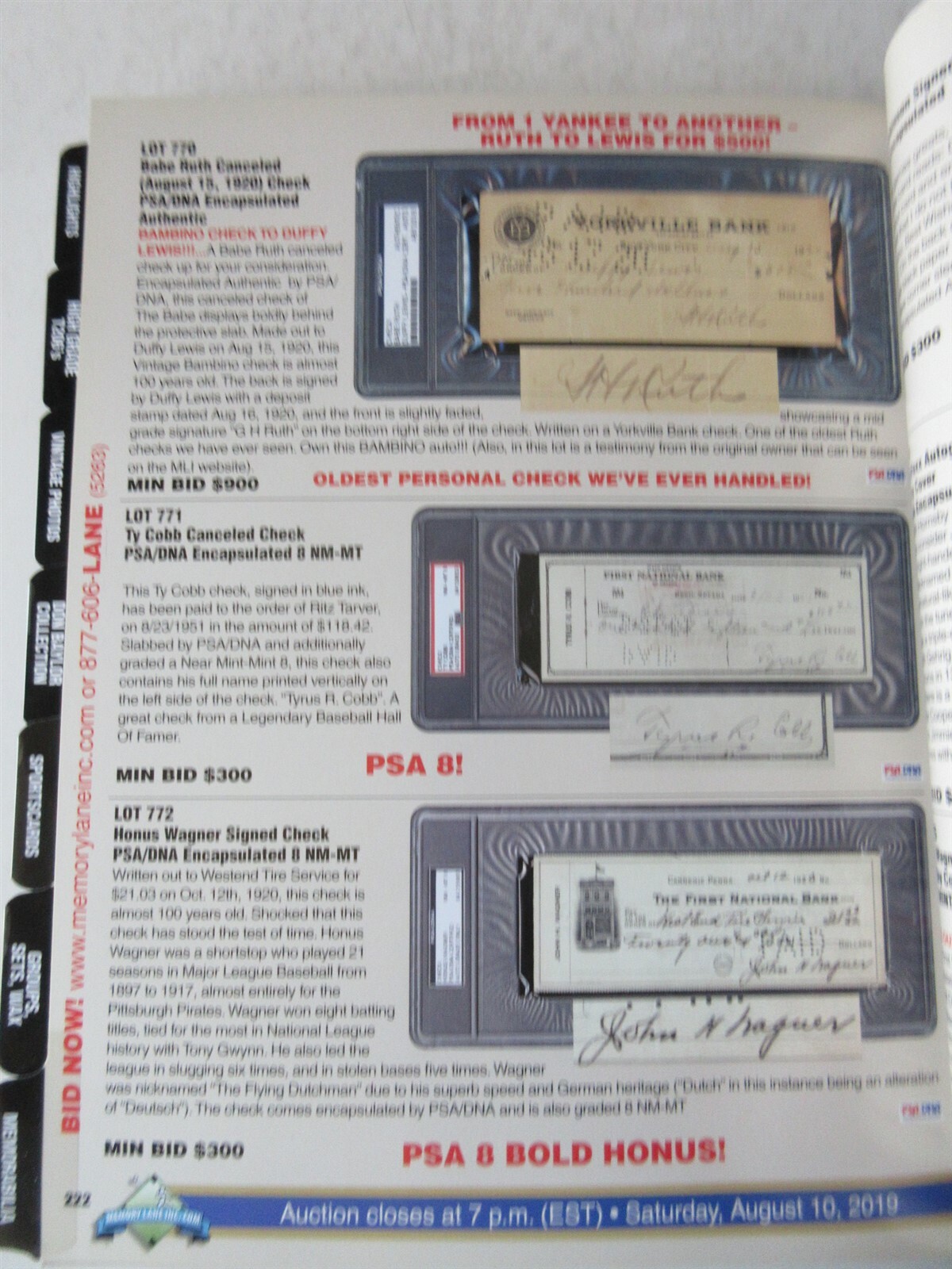 2017 Memory Lane Inc. Summer Rarities Auction Catalogue 258 pages