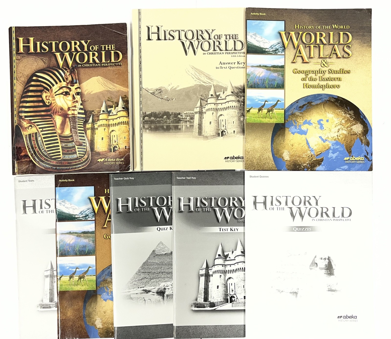 Abeka History of the World set 5th ed. 7th gr tests quizzes activity READ