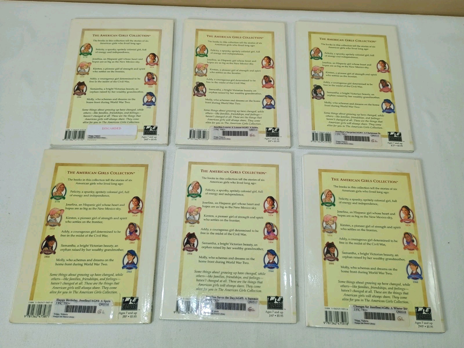 American Girl Josefina Set of 6 Books 1-6 VTG 1997-98 Pleasant 1st Ed Ex-Library