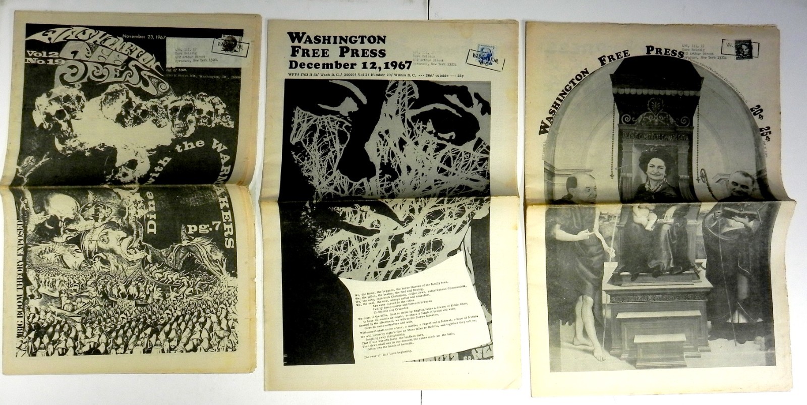 Lot of 38 Issues WASHINGTON DC FREE PRESS 1967-69 Radical Youth Underground USA