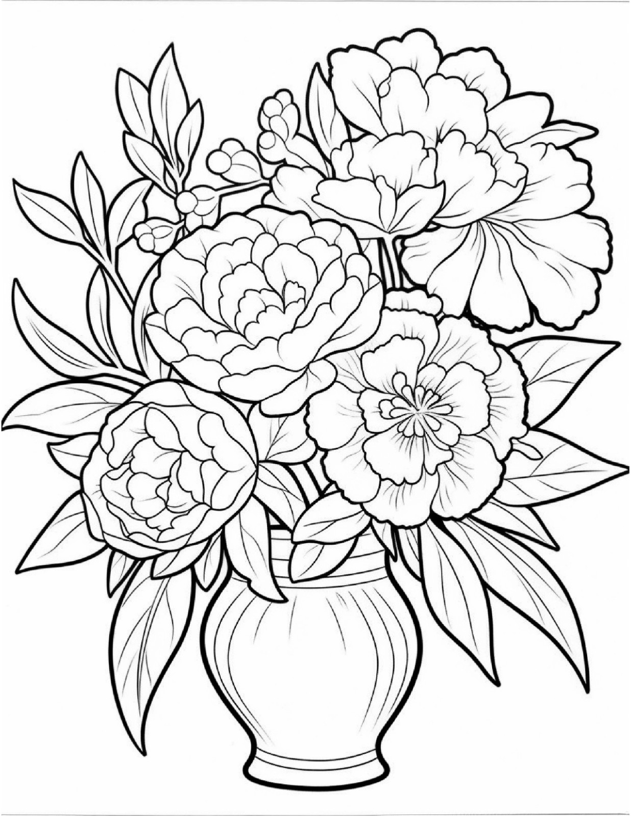 Relaxing Flowers Coloring Book