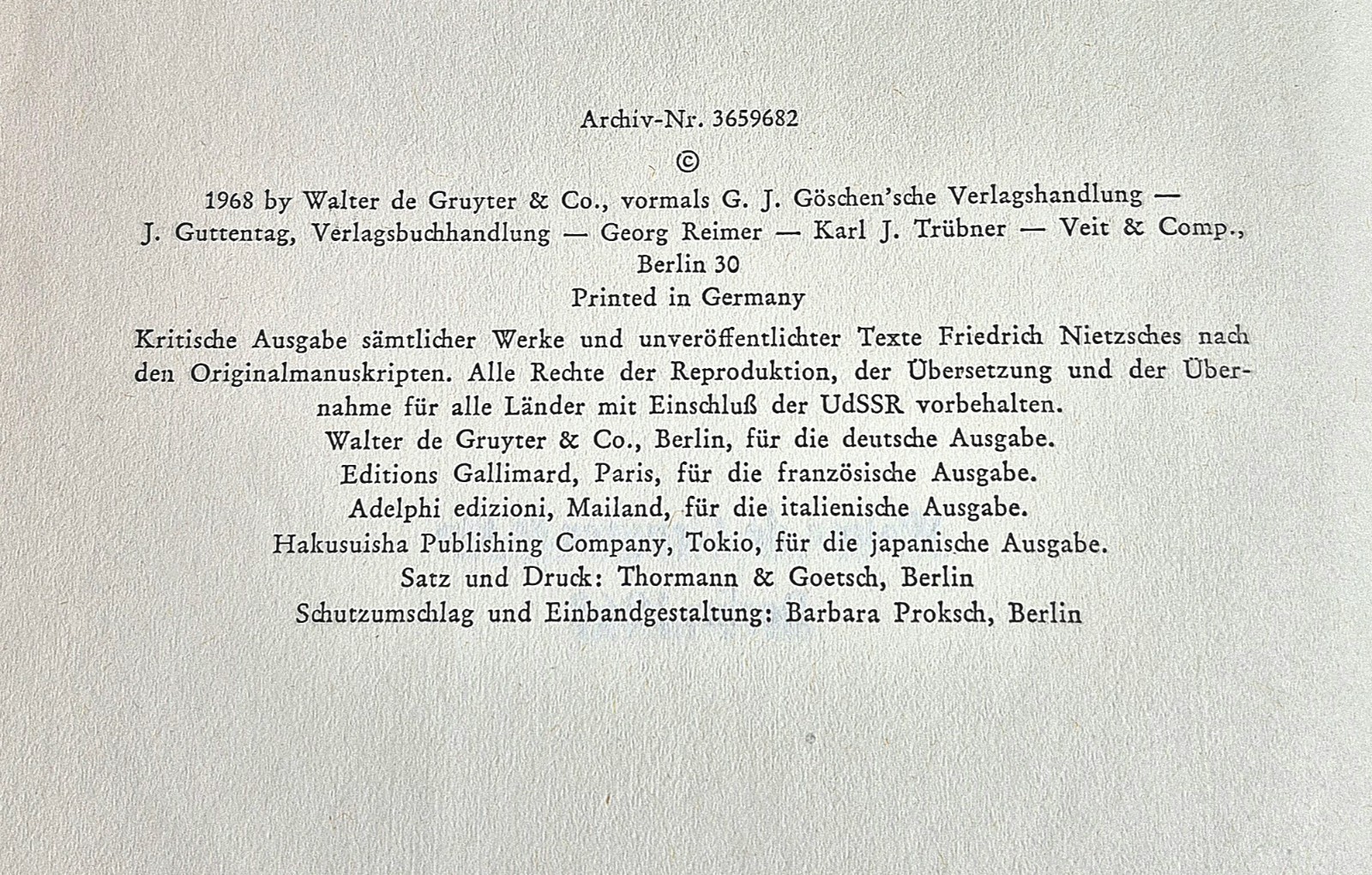 Nietzsche Werke • Jenseits & Genealogie ( Vol. 2 • de Gruyter 1968) • VG