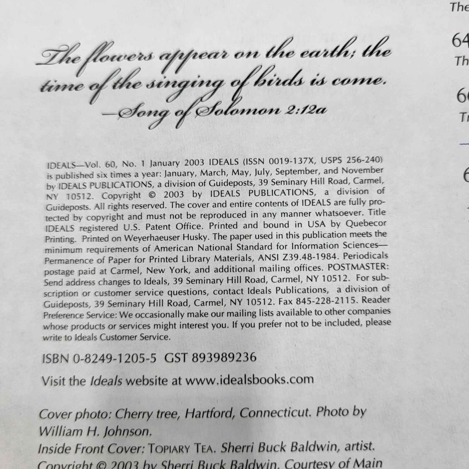 Vintage Ideals Easter 2003 Magazine Vol.60 No.1 January Poetry Art Poems Family