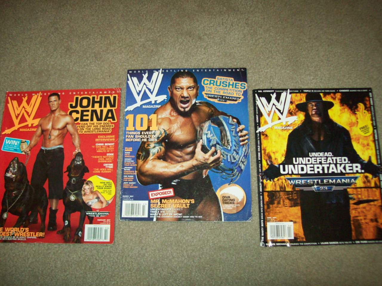 3 WWE Magazines 2007 JOHN CENA Undertaker cm punk CHRIS JERICHO Austin AEW WcW