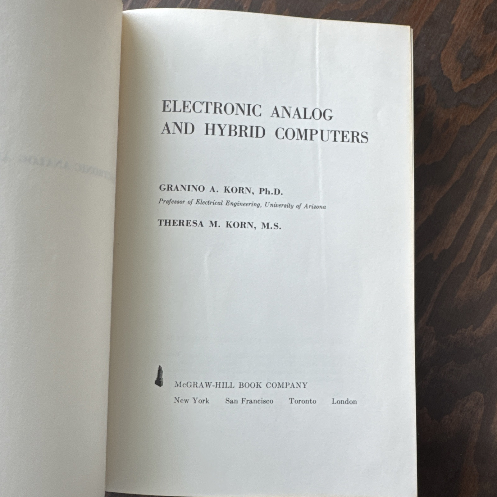 Electronic Analog and Hybrid Computers by Granino & Theresa Korn 1964 HC w/DJ