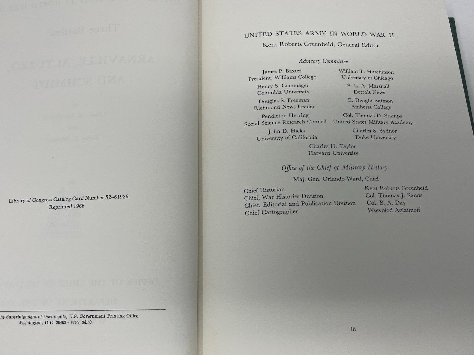 US Army in WWII Special Studies 3 Battles Amaville Altuzzo & Schmidt Macdonald