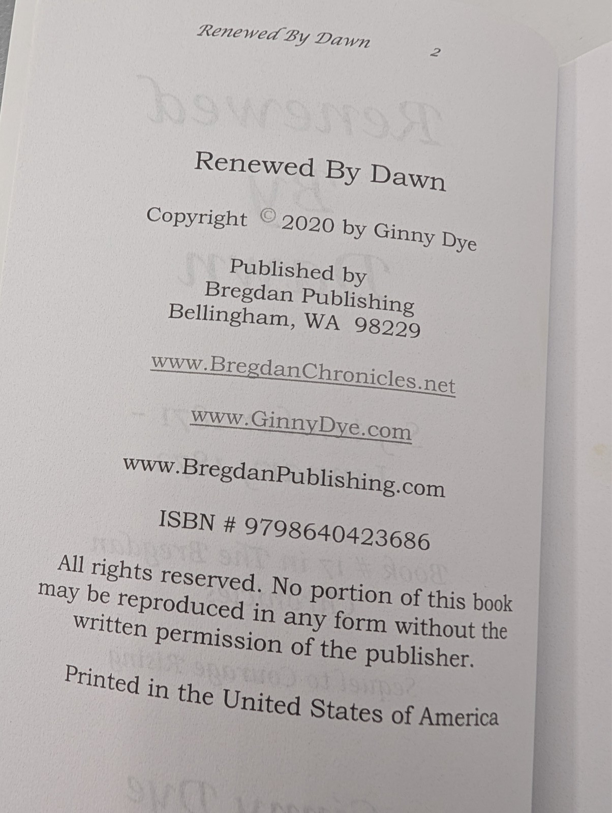 Renewed By Dawn Bregdan Chronicles Volume 17 Historical Fiction Ginny Dye