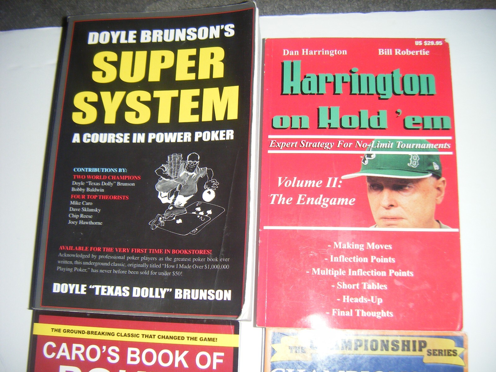 4 Hold’em Books Dan Harrington Mike Caro Doyle Brunson Super System Poker Tells