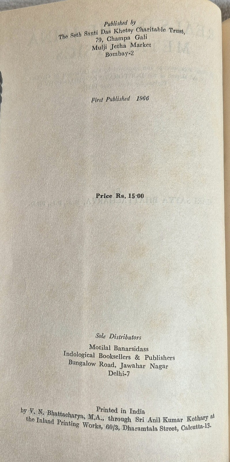Reals in the Jaina Metaphysics (Hari S. Bhattacharya • 1966 • Hardcover)