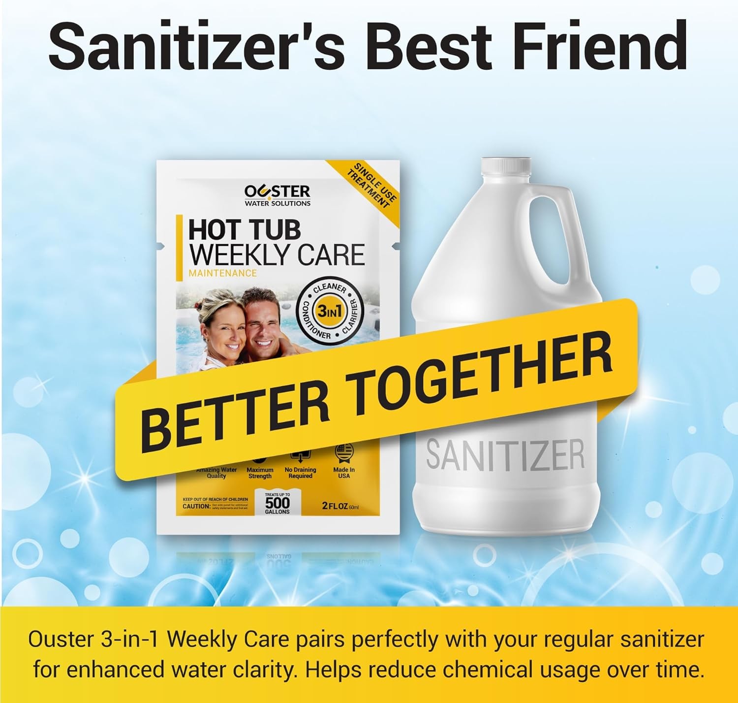 3-In-1 Weekly Hot Tub Chemicals & Spa Chemicals – Cleaner Clarifier Conditioner