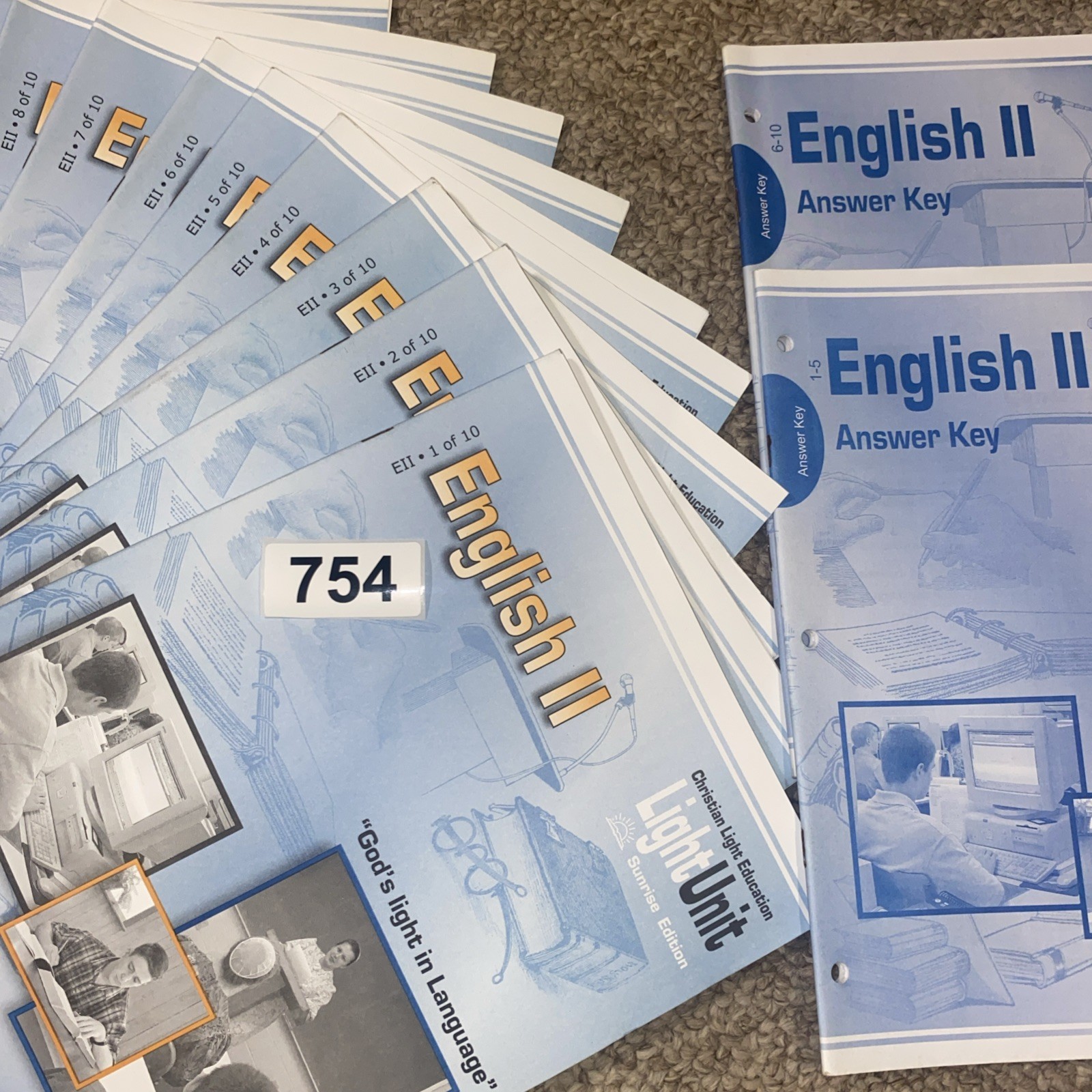 Christian Light Education English II Light Units 1-10 W/Answer Keys Sunrise Ed.