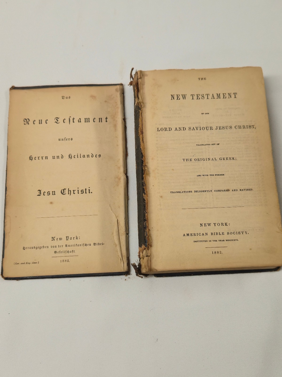 Antique 1882 German & English New Testament of the BIBLE American Bible Society
