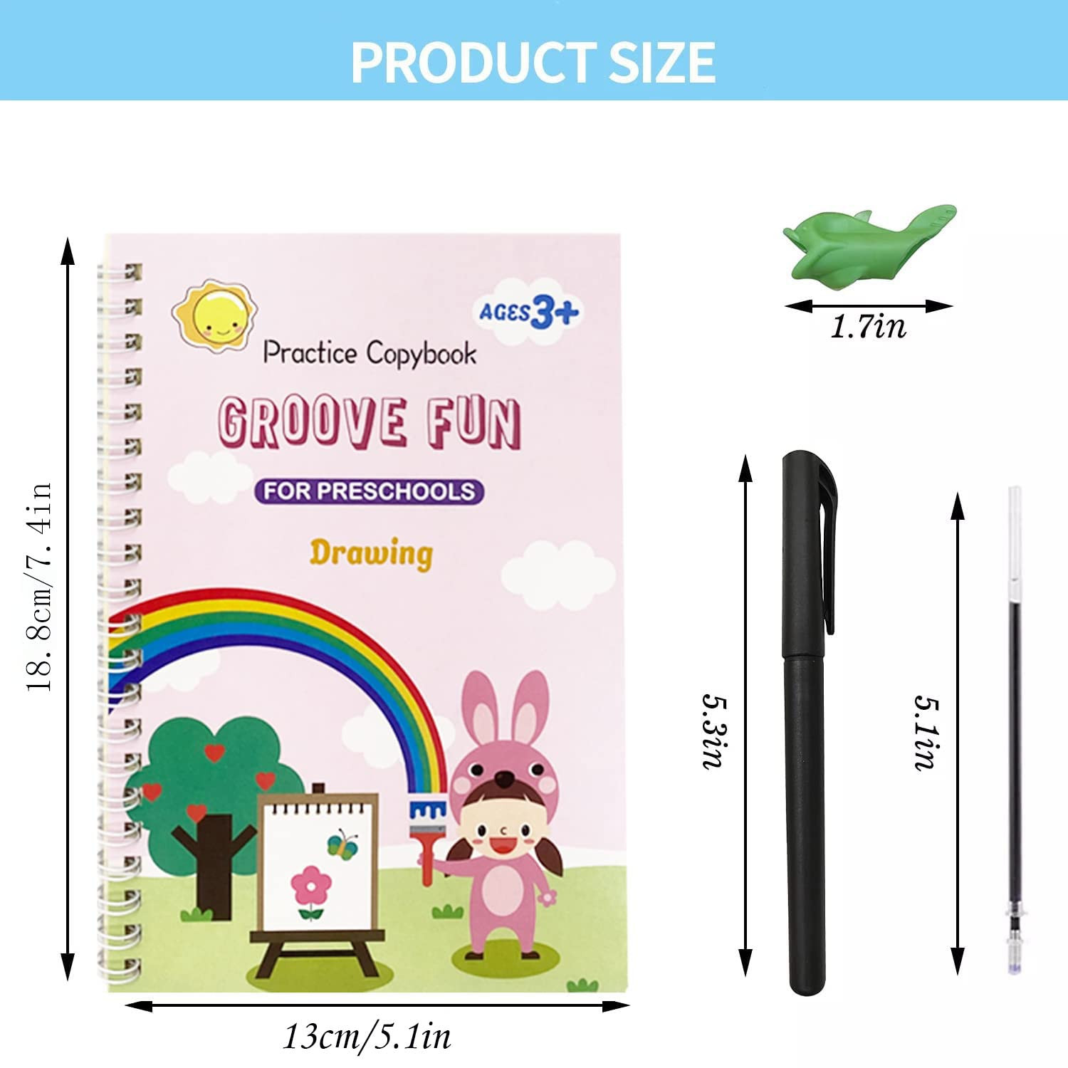 Magic Grooved Writing Practice Books, Reusable Handwriting Practice for Kids 3+