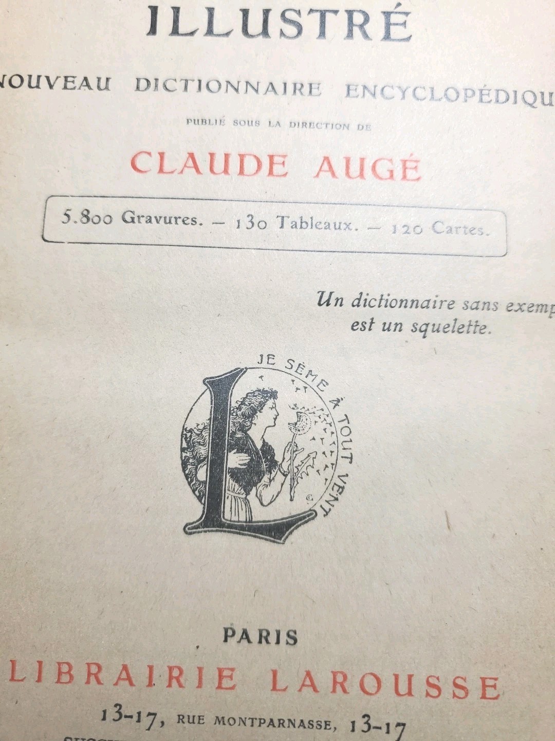 Antique 1920s Petit Larousse Illustrated Dictionary Paris HC French 1664 Pages
