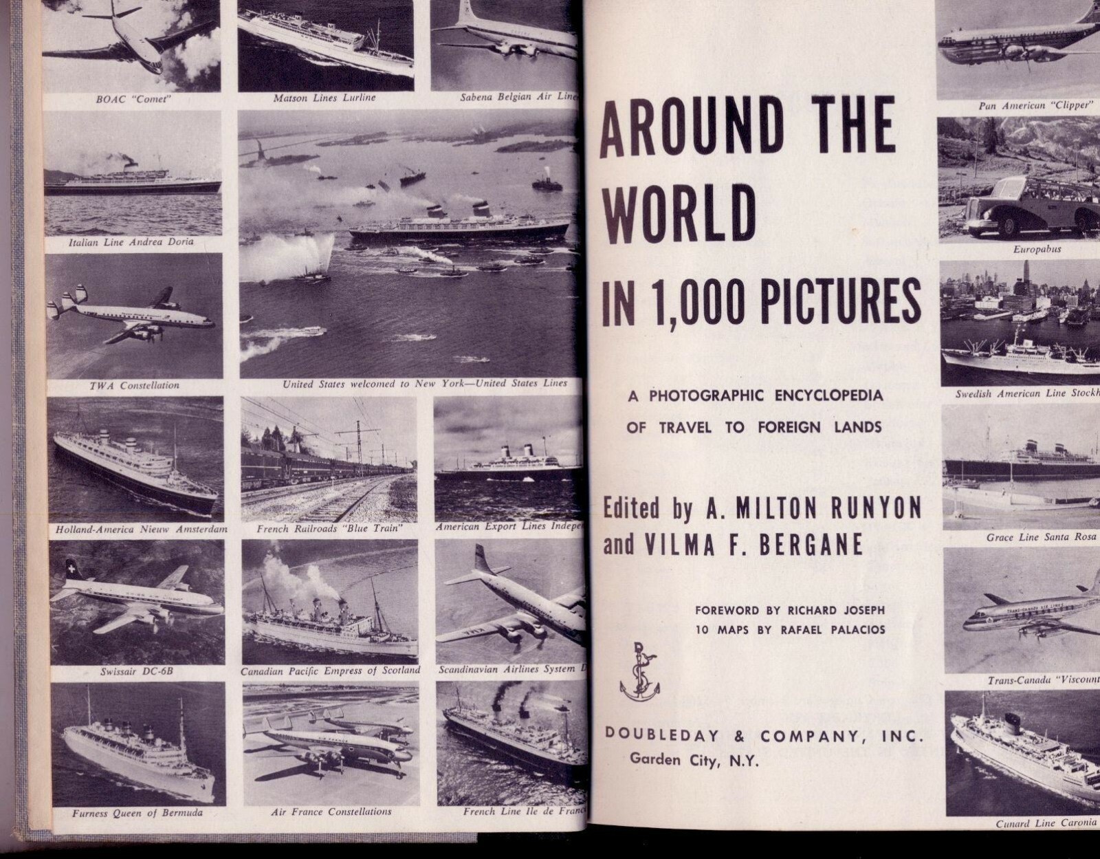 AROUND THE WORLD IN 1,000 PICTURES, HARDCOVER, First Edition 1954, 448 pages