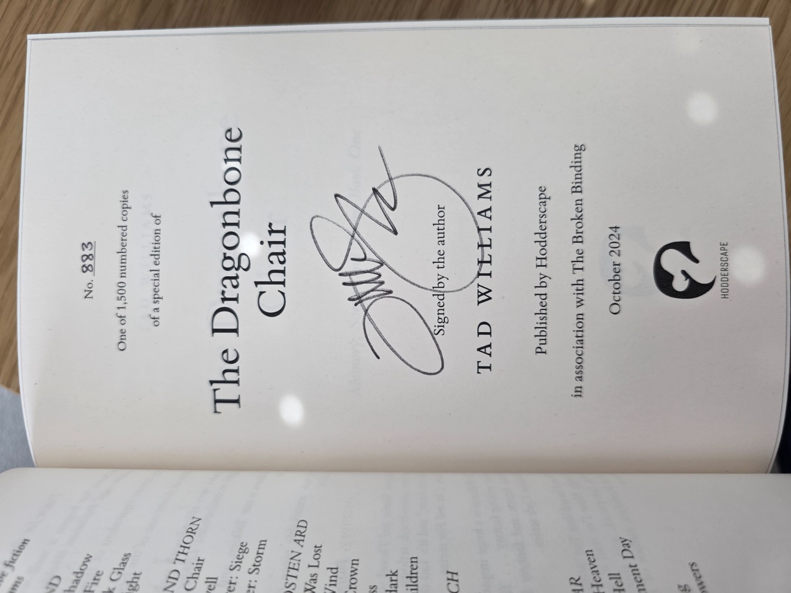 Broken Binding – Memory, Sorrow, and Thorn – Tad Williams – Tier 1 *NEW*