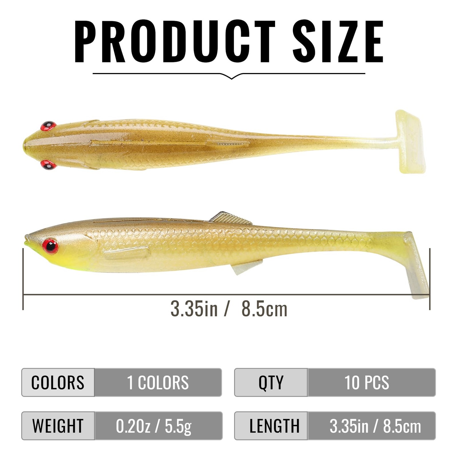 TRUSCEND Hand-Painted Soft Fishing Lures 10PCS, Medium, F1-3.35″,0.2oz,10pcs