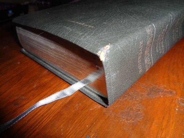 RIVERSIDE gray Genuine Leather Holy Bible KJV Giant Print Living Word WOC in red