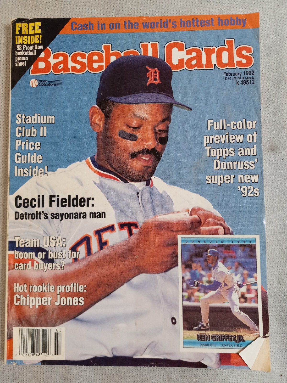 February 1992 BASEBALL CARDS Paperback Magazine by KRAUSE PUBLICATIONS