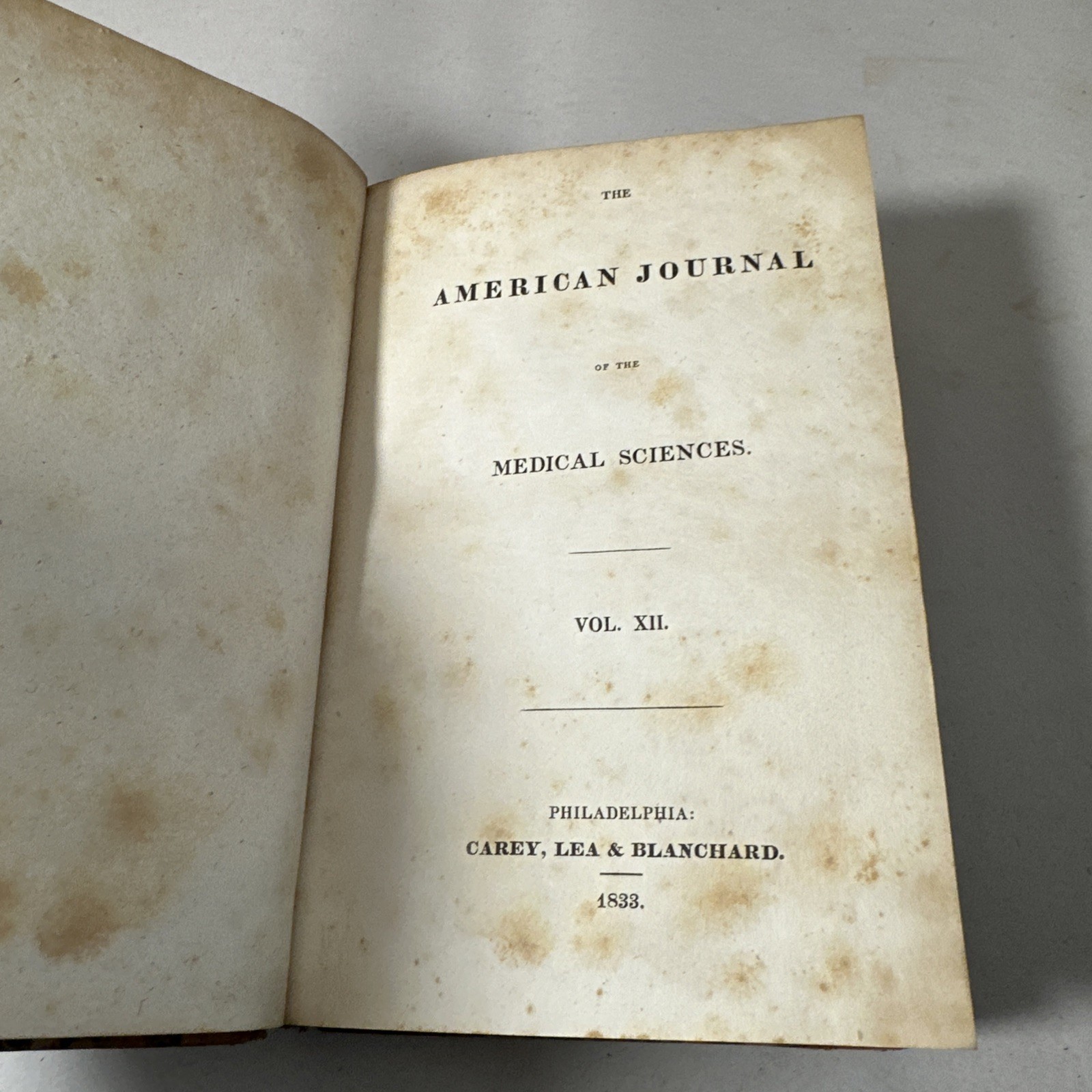 American Journal Medical Sciences 1833 First Edition Book Plates Volume 12