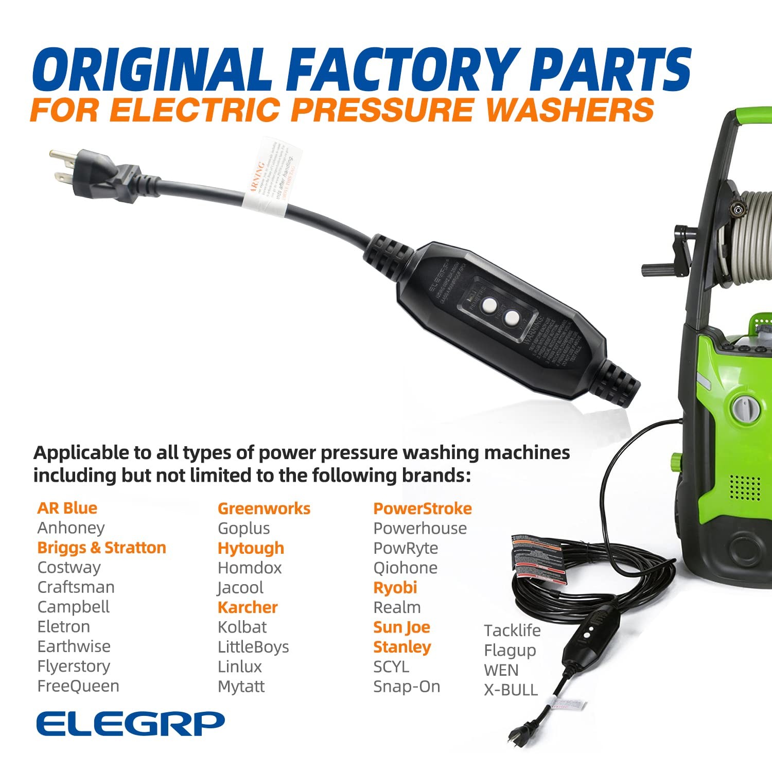 ELEGRP G1215CA G20CAR Patented Auto-Monitoring GFCI Replacement Plug Inline Asse