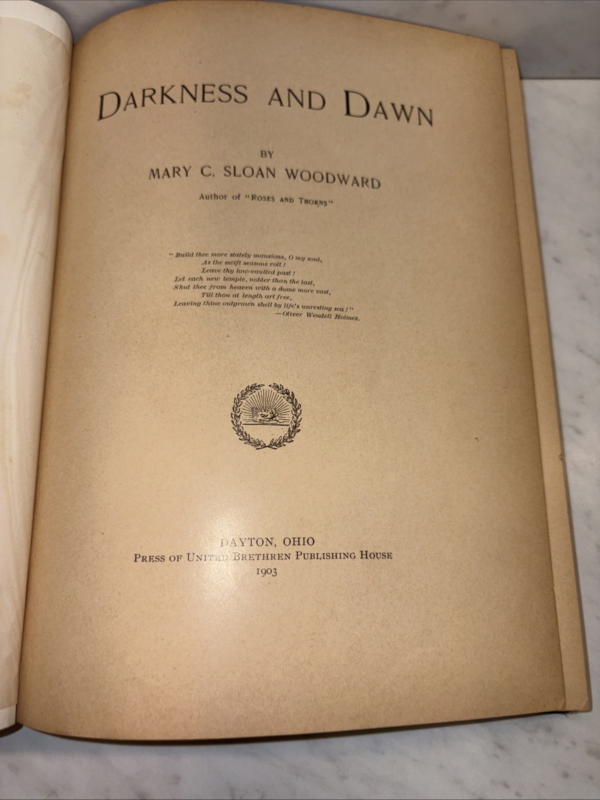 1903 Hardcover “Darkness & Dawn” By Mary C. Sloan Woodward Preowned Fair