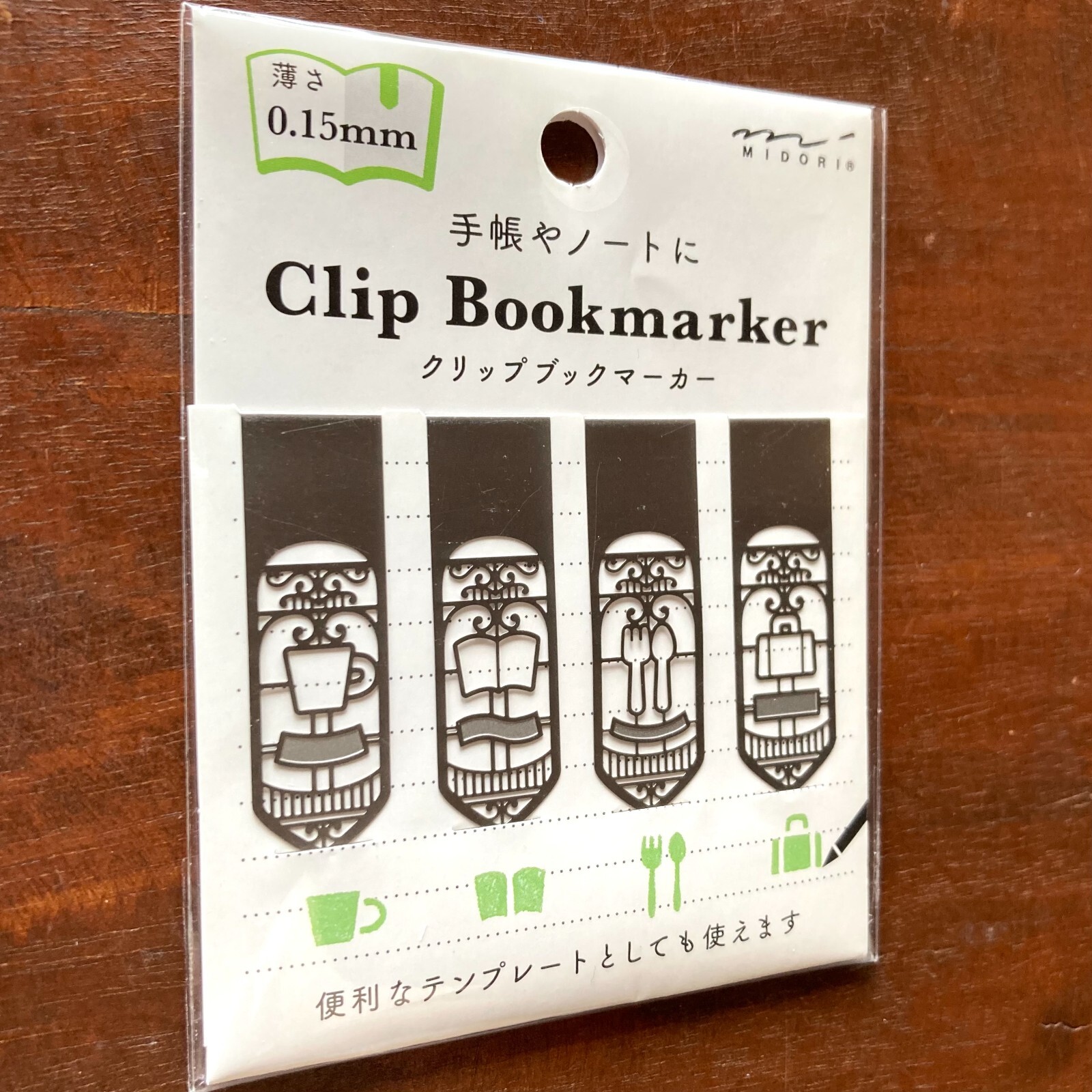 MIDORI Bookmarker Clip Life Pattern Template 4pcs Stainless steel 1.6×0.5in